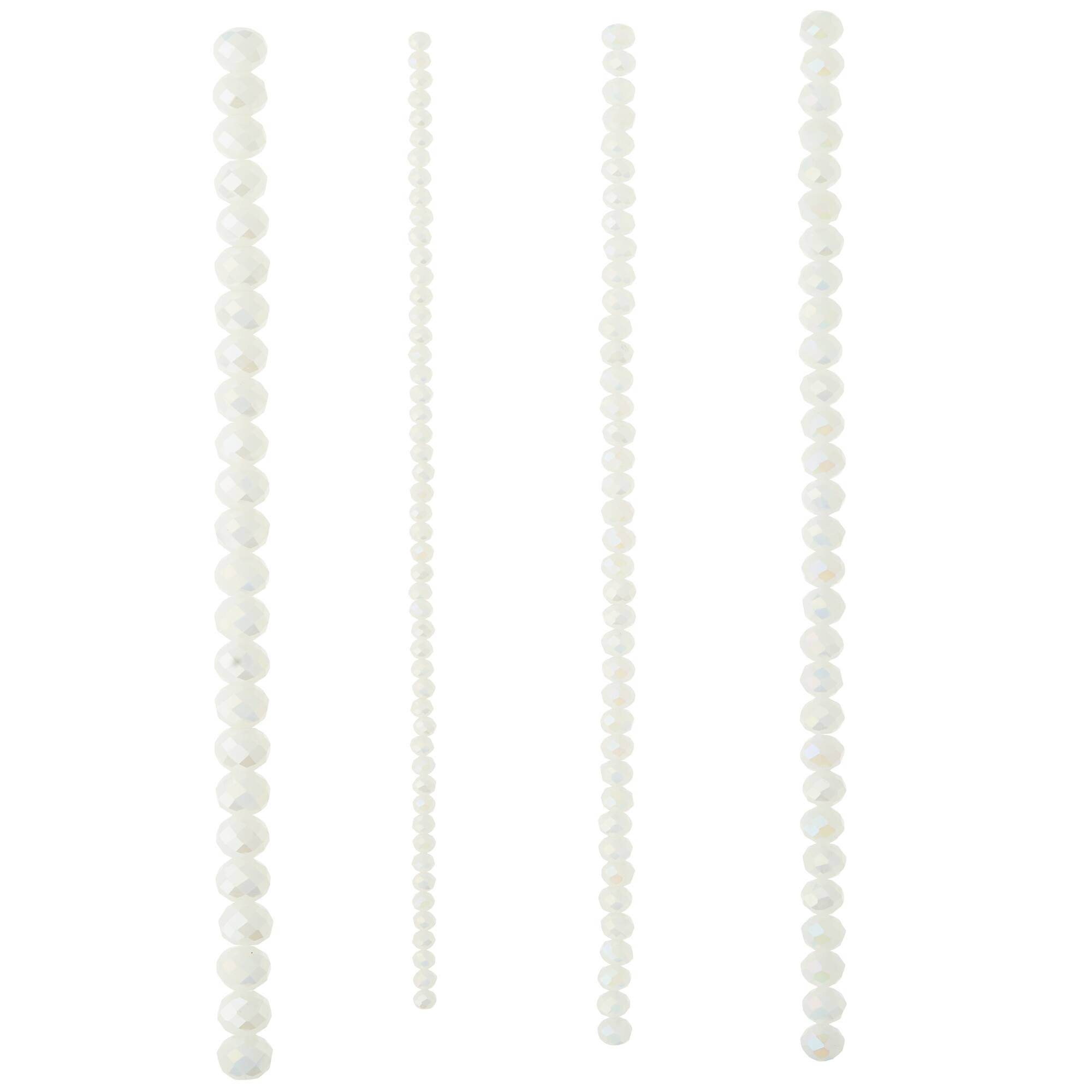 White Faceted Glass Rondelle Beads by Bead Landing™